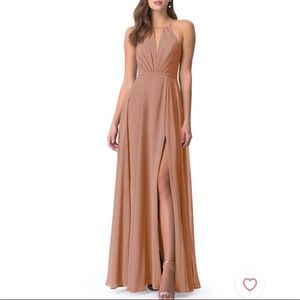 Azazie Evalleen bridesmaid dress in champagne rose chiffon